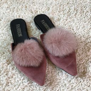 Pink fur Tinkerbell Flats